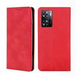 For OPPO A57s 4G / A57e 4G Skin Feel Magnetic Flip Leather Phone Case(Red)