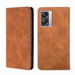 For OPPO K10 5G Global Skin Feel Magnetic Flip Leather Phone Case(Light Brown)