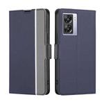 For OPPO K10 5G Global Twill Texture Side Buckle Leather Phone Case(Blue)
