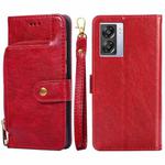 For OPPO K10 5G Global Zipper Bag Flip Leather Phone Case(Red)