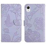 For Samsung Galaxy A23 5G JP Version HT03 Skin Feel Butterfly Embossed Flip Leather Phone Case(Purple)