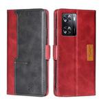 For OPPO A57s 4G / A57e 4G Contrast Color Side Buckle Leather Phone Case(Red+Black)