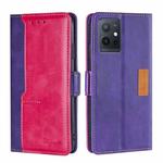 For vivo Y52t Contrast Color Side Buckle Leather Phone Case(Purple+Rose Red)