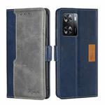 For OnePlus Nord N20 SE 4G Contrast Color Side Buckle Leather Phone Case(Blue+Grey)