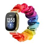 For Fitbit Versa 4 / Sense 2 Universal Hair Ring Cloth Watch Band(Rainbow Colors)