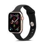 For Apple Watch 5/4 44mm & 3/2/1 42mm Thin Silicone Watch Band(Black)