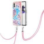 For Nothing Phone 1 Electroplating IMD TPU Phone Case with Lanyard(Blue Marble)