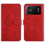 For Xiaomi Poco M5 4G/5G/M4 5G HT03 Skin Feel Butterfly Embossed Flip Leather Phone Case(Red)