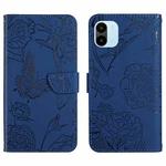 For Xiaomi Redmi A1 HT03 Skin Feel Butterfly Embossed Flip Leather Phone Case(Blue)