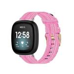 For Fitbit Versa 4 / Sense 2 Universal Nylon Weave Canvas Watch Band(Pink)