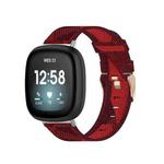 For Fitbit Versa 4 / Sense 2 Universal Nylon Weave Canvas Watch Band(Red Stripes)