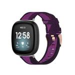 For Fitbit Versa 4 / Sense 2 Universal Nylon Weave Canvas Watch Band(Purple Stripes)