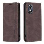 For OPPO A17 Magnetic RFID Blocking Anti-Theft Leather Phone Case(Brown)