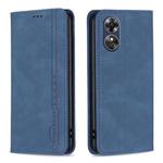 For OPPO A17 Magnetic RFID Blocking Anti-Theft Leather Phone Case(Blue)