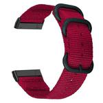 For Fitbit Versa 4 / Sense 2 Universal Three-ring Steel Buckle Nylon Watch Band(Red)