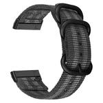 For Fitbit Versa 4 / Sense 2 Universal Three-ring Steel Buckle Nylon Watch Band(Black Gray)