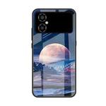 For Xiaomi Poco M4 Colorful Painted Glass Phone Case(Moon Hill)