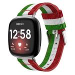 For Fitbit Versa 4 / Sense 2 Universal Stripe Nylon Watch Band(Red White Green)