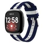 For Fitbit Versa 4 / Sense 2 Universal Stripe Nylon Watch Band(Blue White Blue)