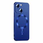 For iPhone 14 Liquid Lens Protector Magsafe Phone Case(Navy Blue)