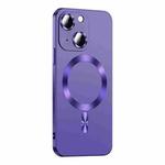 For iPhone 14 Plus Liquid Lens Protector Magsafe Phone Case(Dark Purple)