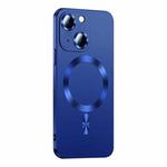 For iPhone 14 Plus Liquid Lens Protector Magsafe Phone Case(Navy Blue)