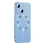 For iPhone 14 Plus Liquid Lens Protector Magsafe Phone Case(Sierra Blue)