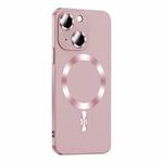 For iPhone 13 Liquid Lens Protector Magsafe Phone Case(Gold Pink)