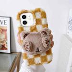 For iPhone 11 Cute Eye Bear Plush TPU Phone Case(Yellow White)