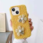 For iPhone 14 Plus Flowers Plush TPU Phone Case(Yellow)
