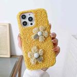 For iPhone 13 Pro Flowers Plush TPU Phone Case(Yellow)