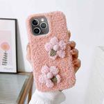 For iPhone 11 Pro Max Flowers Plush TPU Phone Case(Pink)