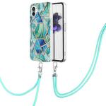 For Nothing Phone 1 Electroplating Splicing Marble TPU Phone Case with Lanyard(Green)