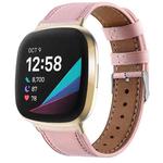 For Fitbit Versa 4 / Sense 2 Round Tail Genuine Leather Watch Band(Pink)