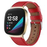 For Fitbit Versa 4 / Sense 2 Round Tail Genuine Leather Watch Band(Red)