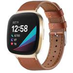 For Fitbit Versa 4 / Sense 2 Round Tail Genuine Leather Watch Band(Brown)