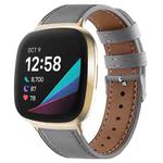For Fitbit Versa 4 / Sense 2 Round Tail Genuine Leather Watch Band(Grey)
