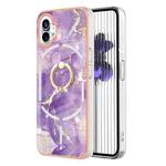 For Nothing Phone 1 Electroplating Marble Pattern TPU Phone Case(Purple 002)