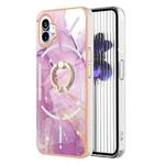 For Nothing Phone 1 Electroplating Marble Pattern TPU Phone Case(Purple 001)