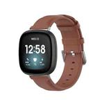 For Fitbit Versa 4 / Sense 2 Genuine Leather Watch Band(Brown)