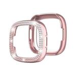 For Fitbit Versa 4 / Sense 2 Double-Row Diamond Electroplating PC Watch Case(Pink)