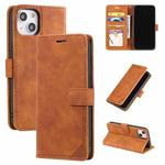 For iPhone 14 Plus Skin Feel Anti-theft Brush Horizontal Flip Leather Phone Case(Brown)