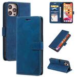 For iPhone 14 Pro Skin Feel Anti-theft Brush Horizontal Flip Leather Phone Case(Blue)