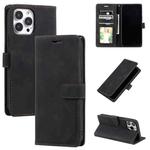 For iPhone 14 Pro Max Skin Feel Anti-theft Brush Horizontal Flip Leather Phone Case(Black)