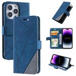 For iPhone 14 Pro Max Skin Feel Splicing Leather Phone Case(Blue)