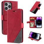 For iPhone 14 Pro Max Skin Feel Splicing Leather Phone Case(Red)