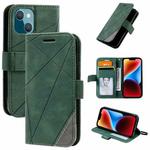 For iPhone 14 Skin Feel Splicing Leather Phone Case(Green)