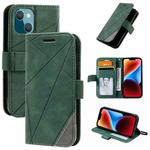 For iPhone 14 Plus Skin Feel Splicing Leather Phone Case(Green)