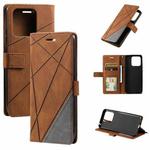 For Xiaomi Redmi 10C 4G / 10 Indian Skin Feel Splicing Leather Phone Case(Brown)