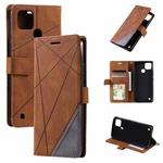 For Realme C21Y Skin Feel Splicing Leather Phone Case(Brown)